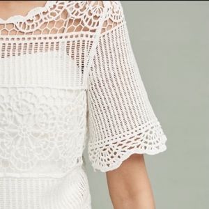 NWOT Anthro White Lace Crochet Top, M